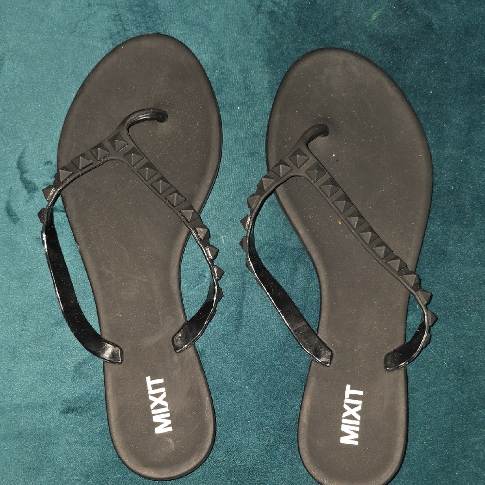 Mixit Black Studded Women's Sandals